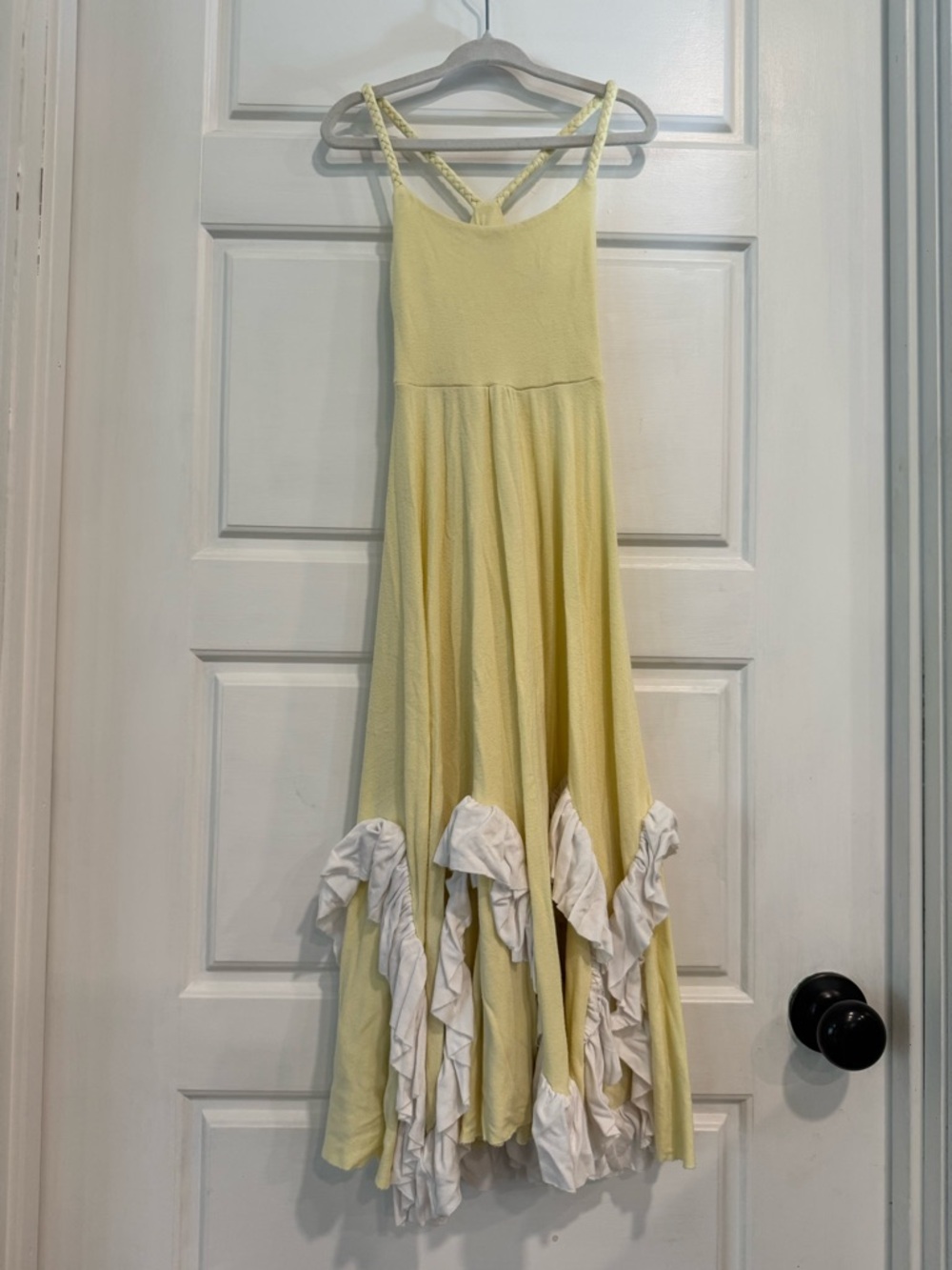 Dollcake Girls Yellow Maxi Dress Cream Ruffle Trim Detail Size 3